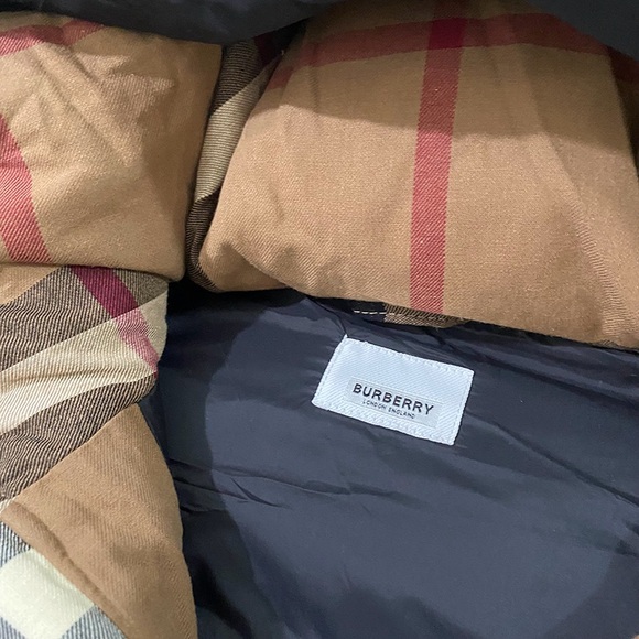 BURBERRY Brown Check Hooded Down Jacket - Picture 3 of 14